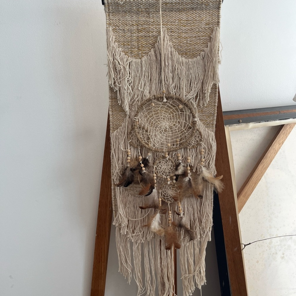 Anthropologie Cream and Brown Tapestry Wall Hanging